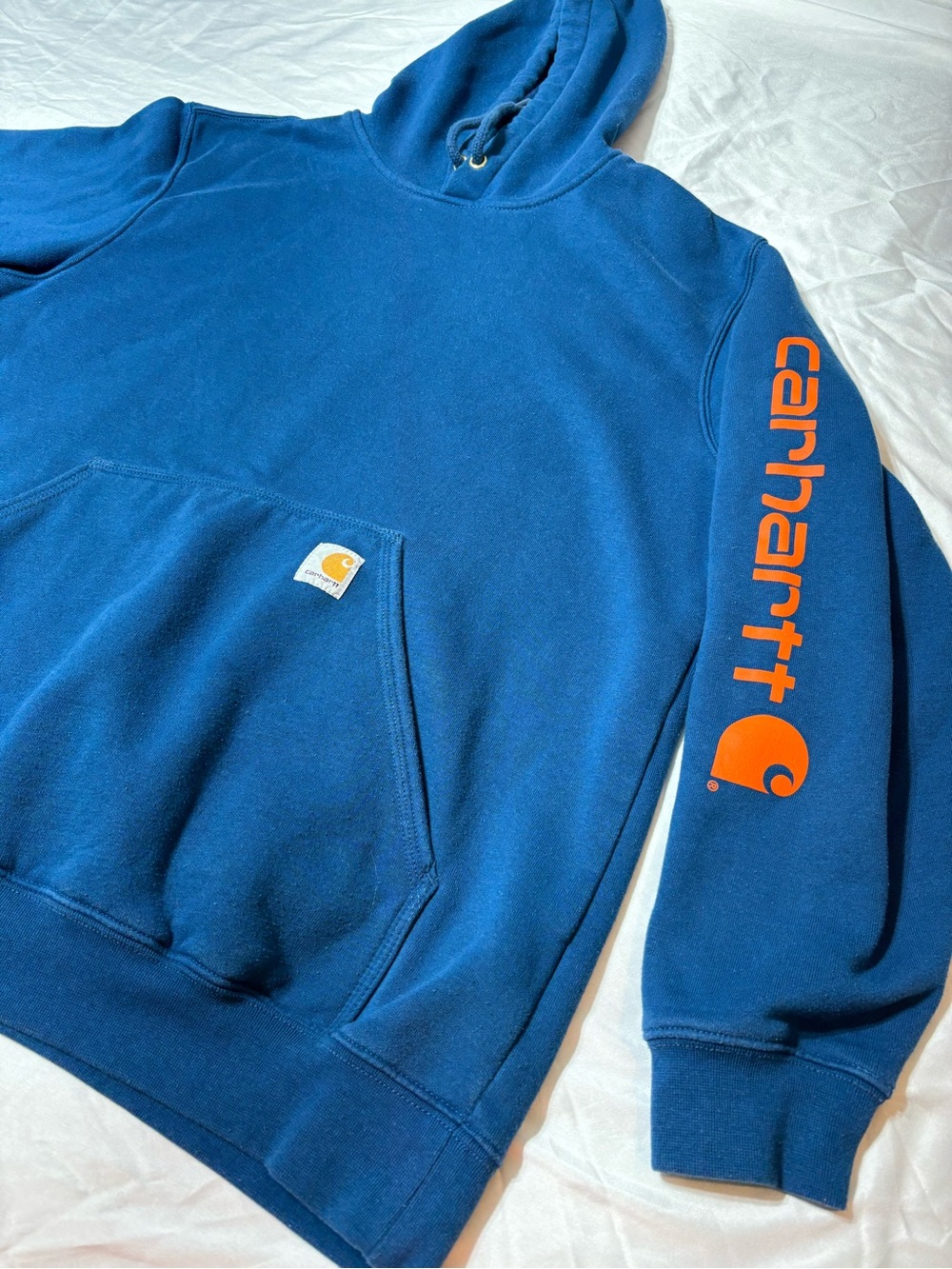 Carhartt K288 Midweight Hoodie Men L Original Fit Dark Teal Sleeve Logo Pullover